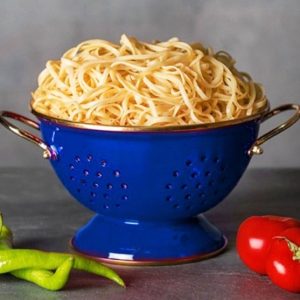 Unique Blue Vintage Macaroni Pasta Enamel Strainer
