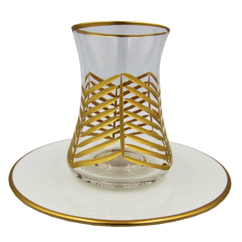 Porcelain Turkish Tea Cups High Quality Gold Bej